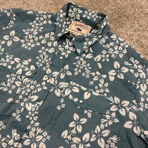 Western Aloha Shirt XXL Blue Floral Pearl Snap Short Sleeve Western Cowboy